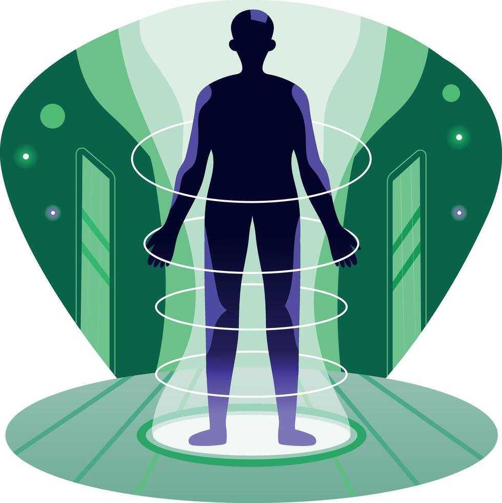 Flat style illustration of a holographic person vector