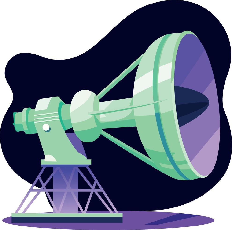 Space giant telescope illustration in flat style vector