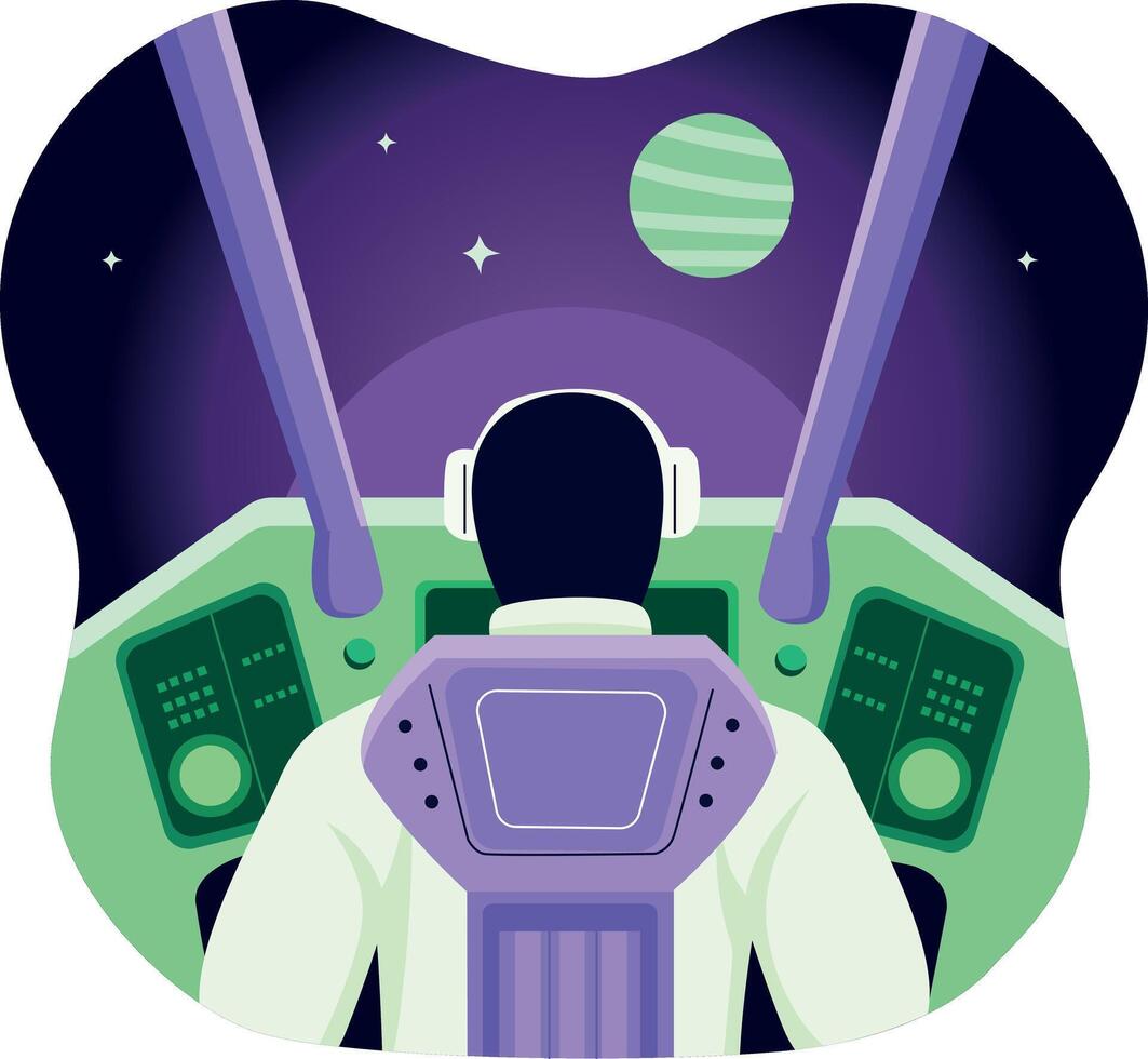 Navigating space character illustration in a flat style vector