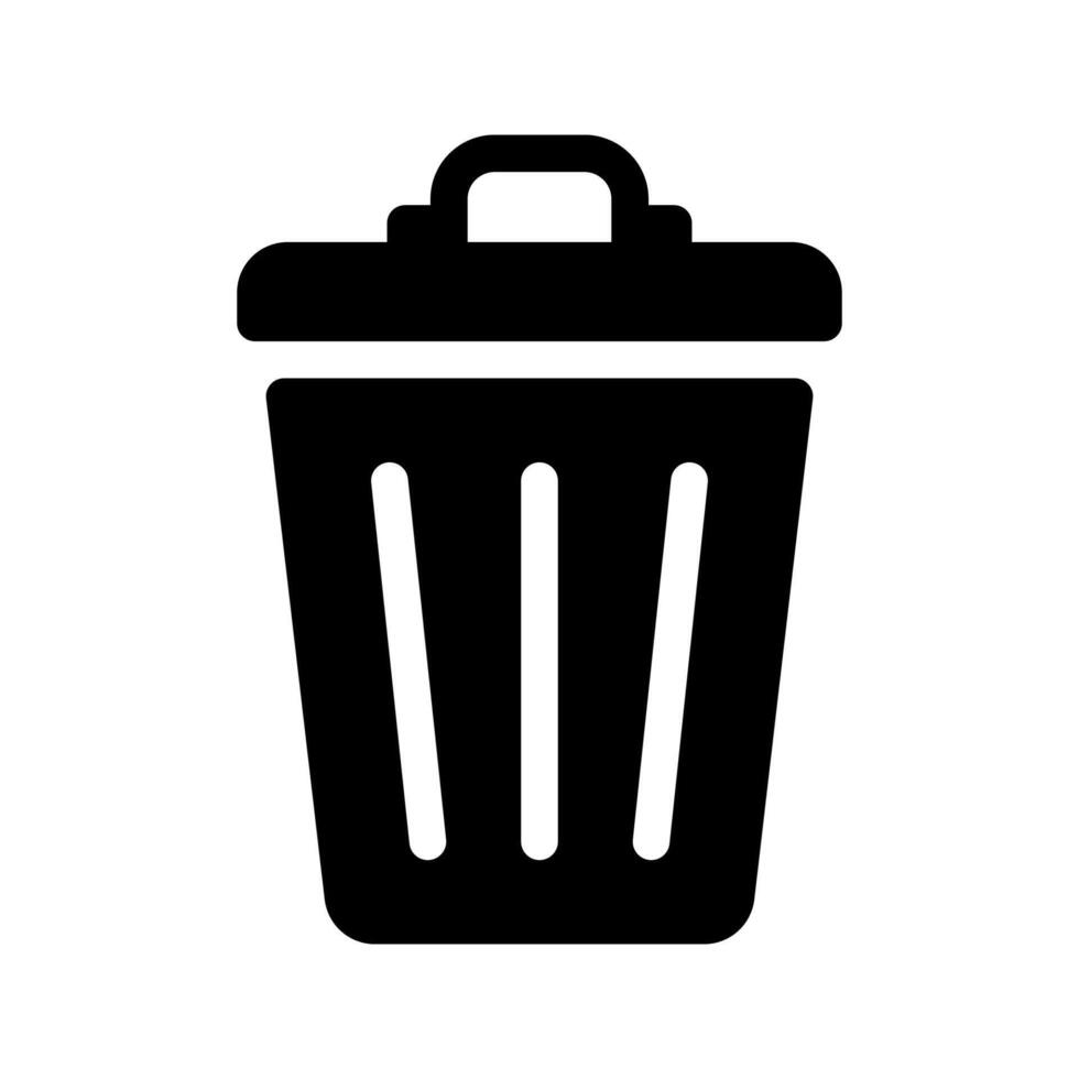 Simple black trash can icon isolated on white background. vector