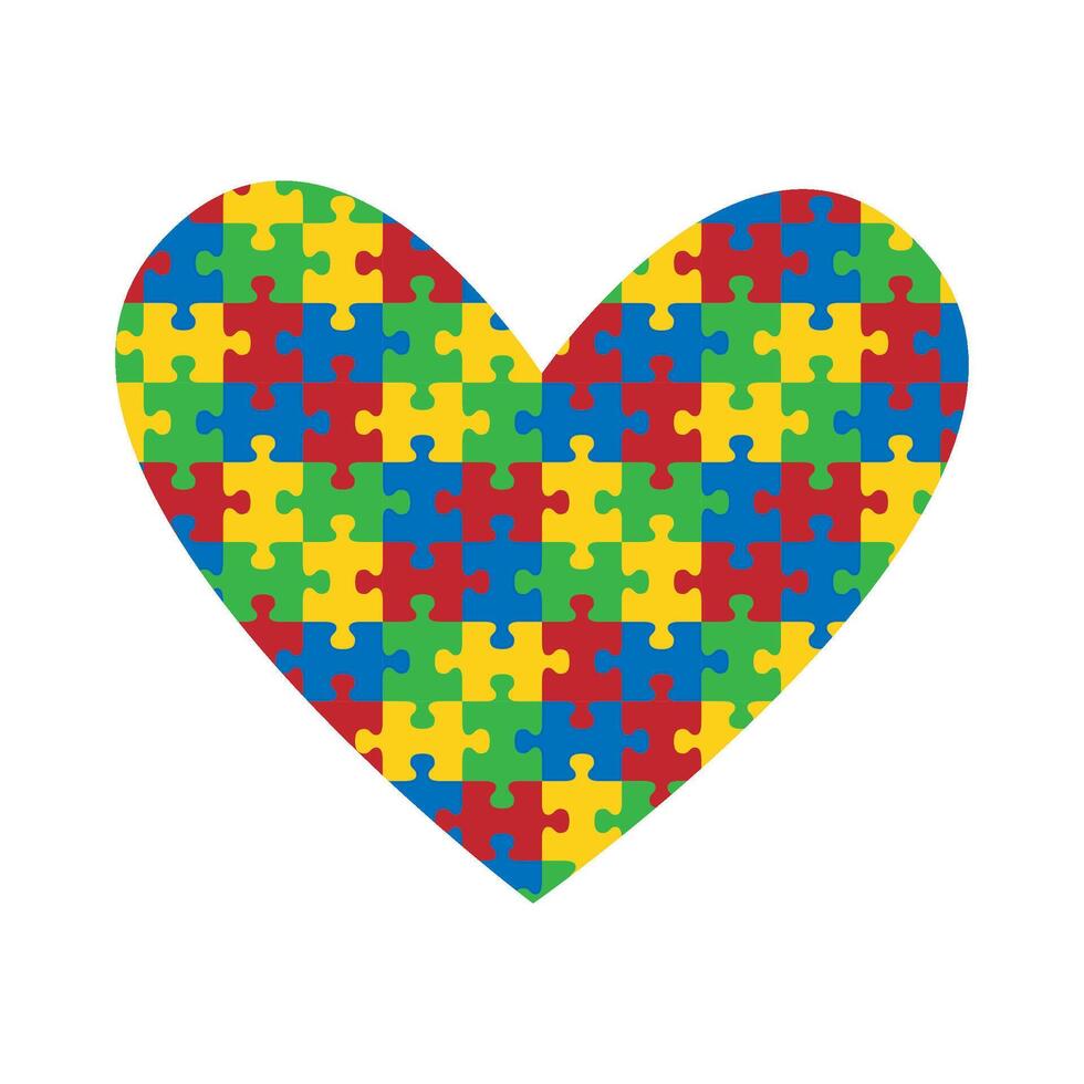 Vibrant Puzzle Pattern Heart for Autism Awareness and Inclusion vector