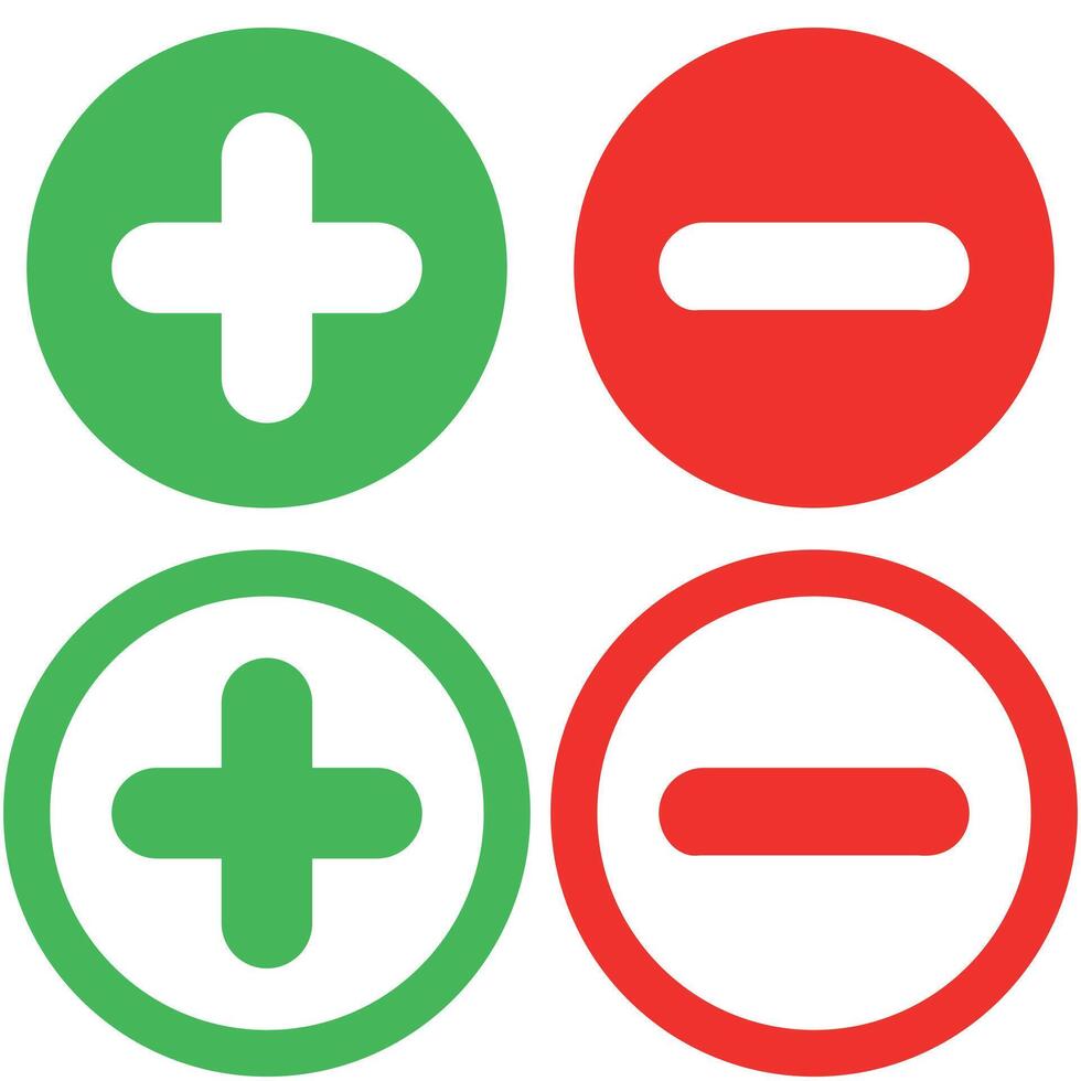 Plus and Minus graphic element design set vector