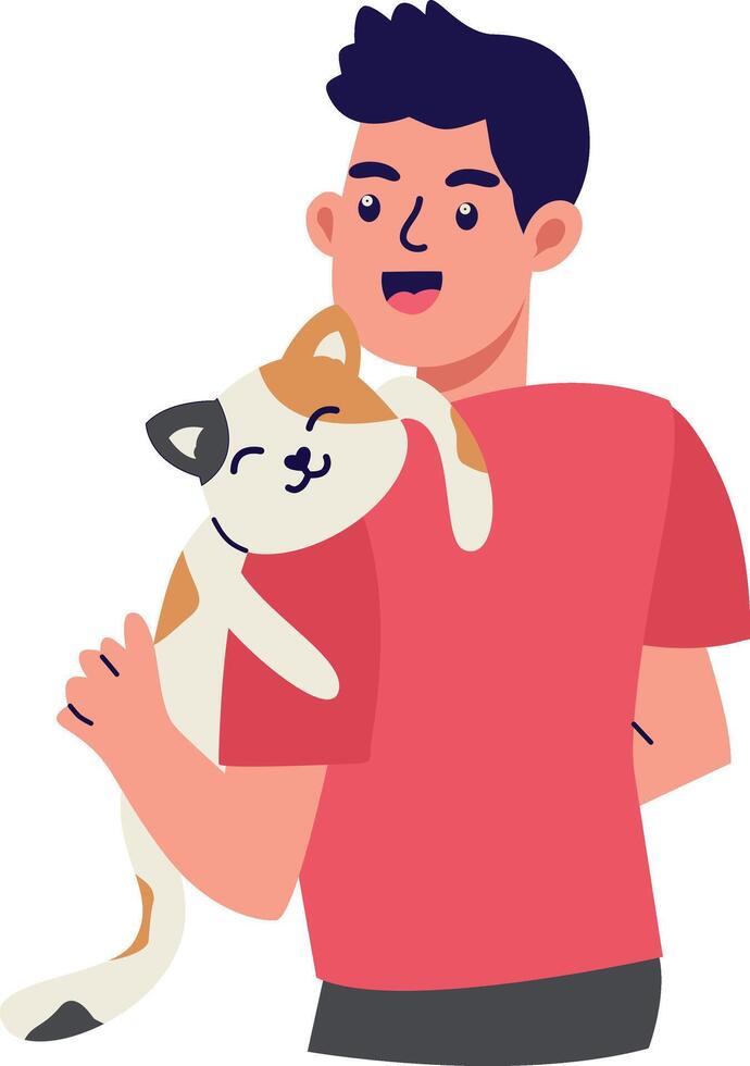 People Character with Cute Cat vector