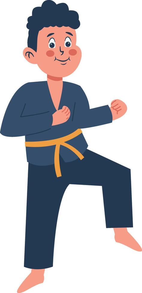 Children Boy Karate Illustration on White Background. vector