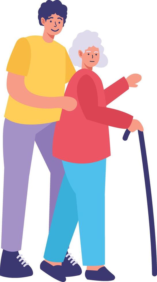 Volunteer Character Helping Elderly vector