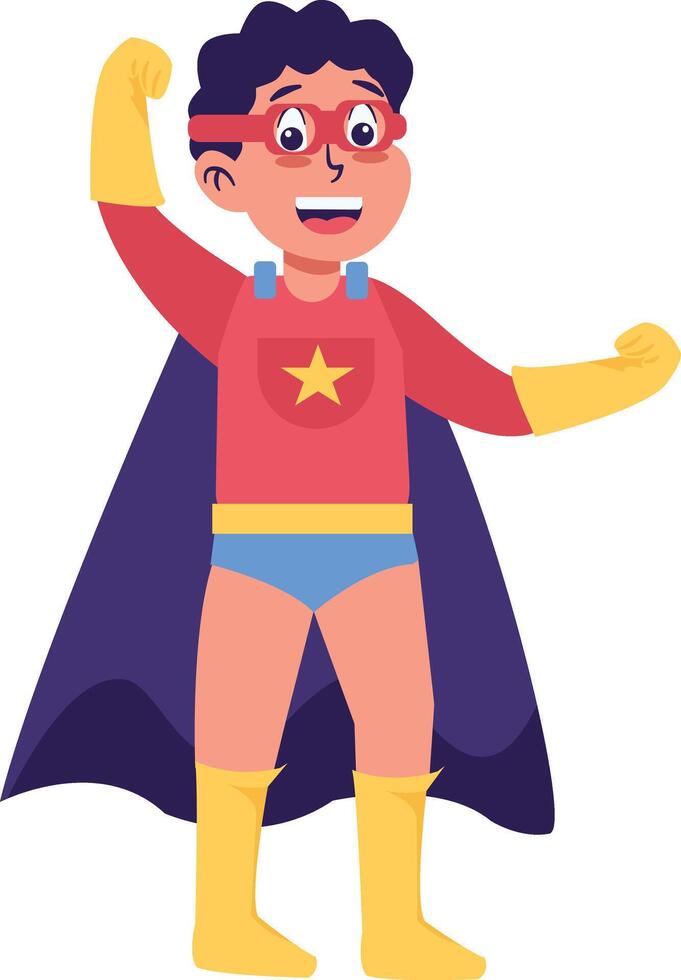 Children Boy Superhero Character. vector