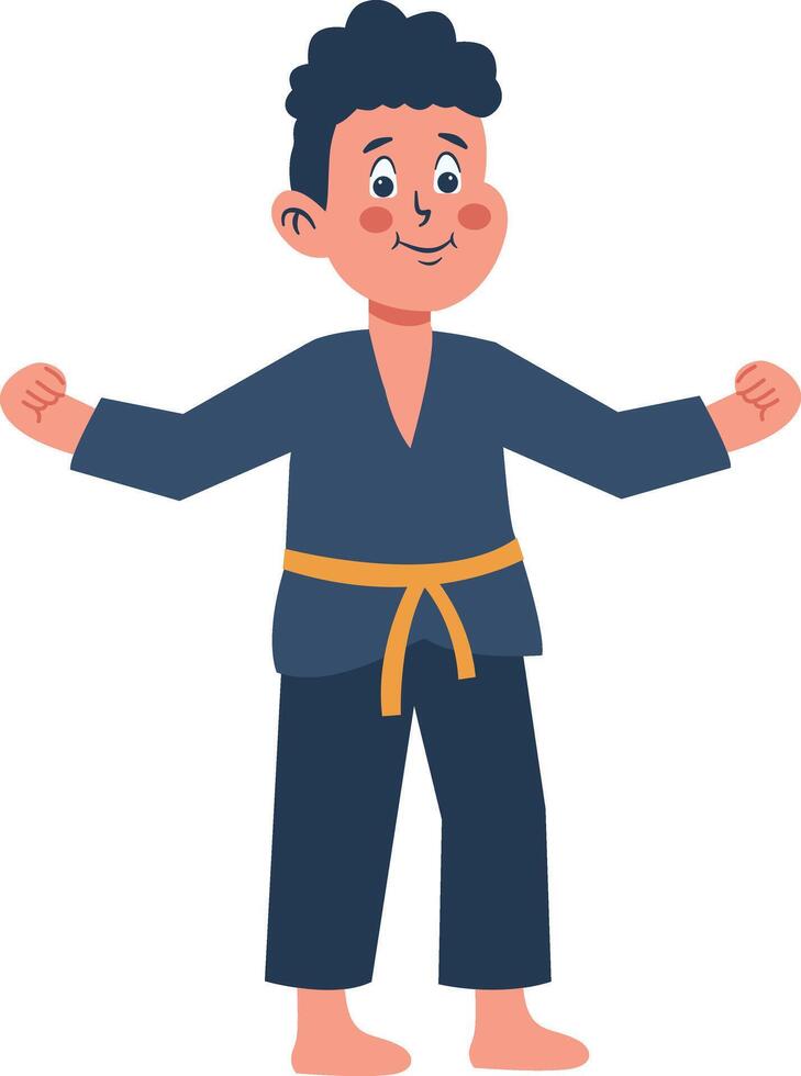 Children Boy Karate Illustration Isolated on White Background. vector