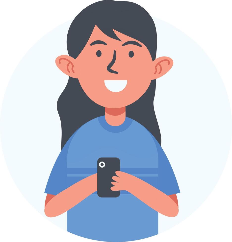 Children Smartphone Addiction Isolated on White Background. Flat Design. vector