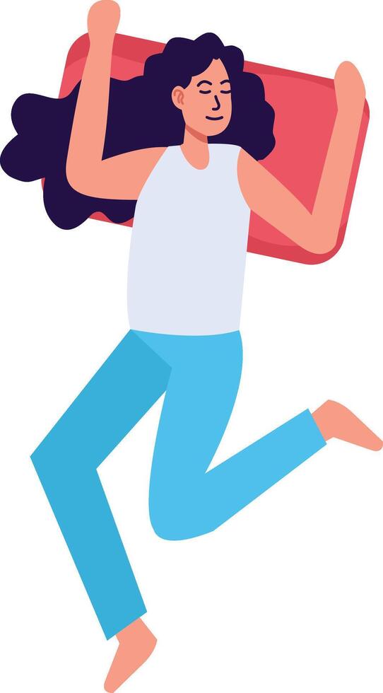 Woman Sleeping Pose Character on White Background. vector