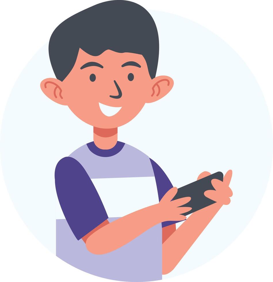 Illustration of Children Smartphone Addiction on White Background. vector