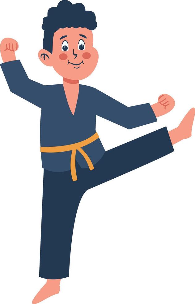 Children Boy Karate Illustration with Cartoon Design vector