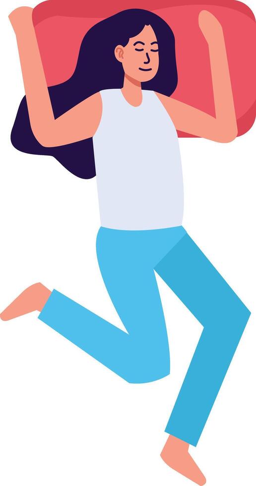 Woman Sleeping Pose Character in Cartoon Design vector