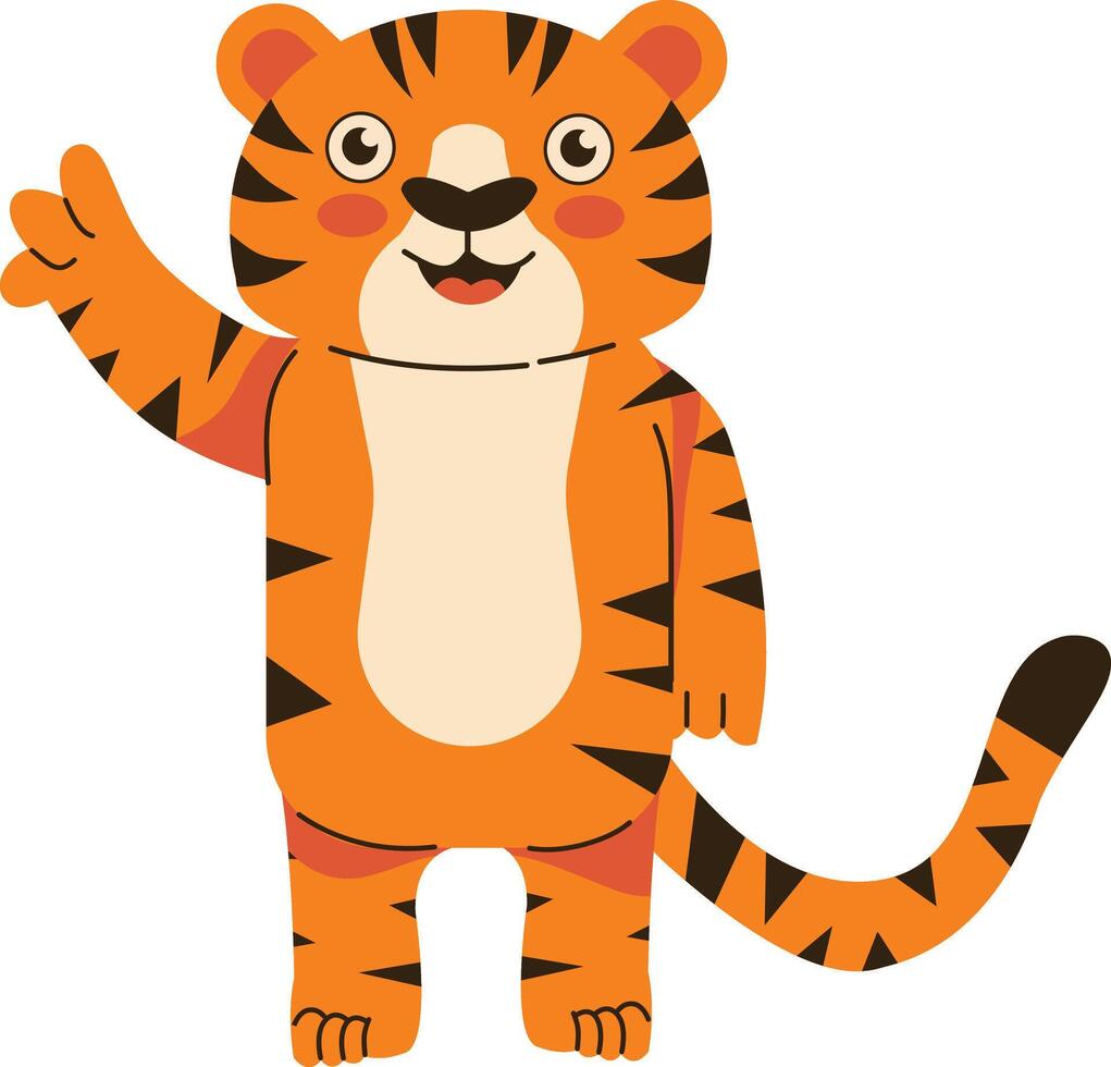 Cute Tiger Illustration with Flat Design. vector