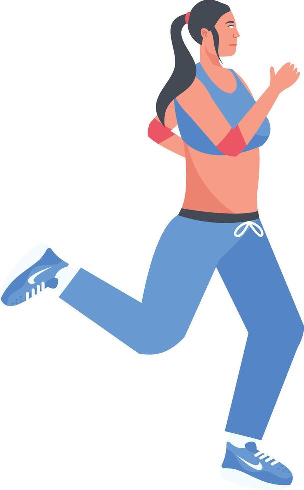 People Running Marathon in Flat Design vector