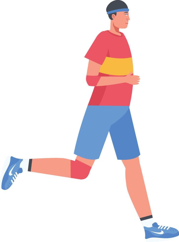 People Running Marathon Isolated on White Background vector
