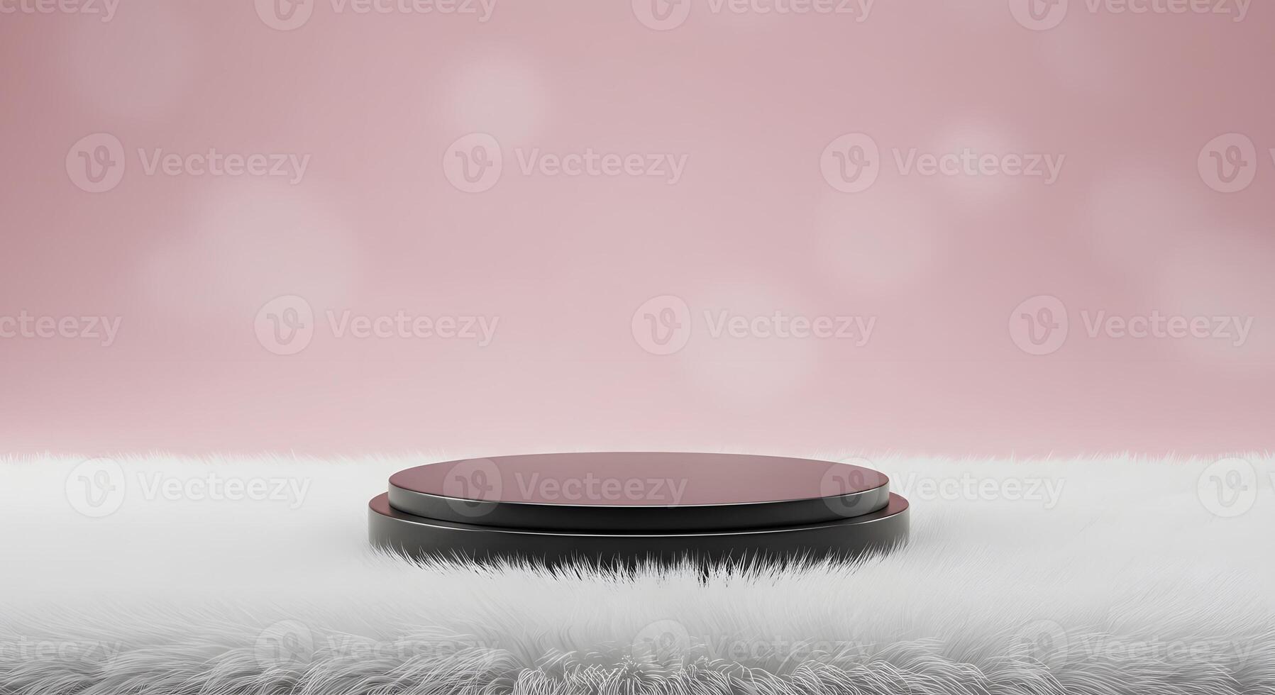 a black product podium on a furry surface photo