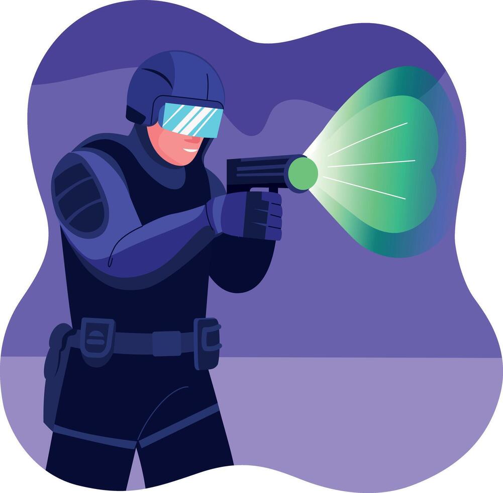 A flat style illustration of a space hunter character vector
