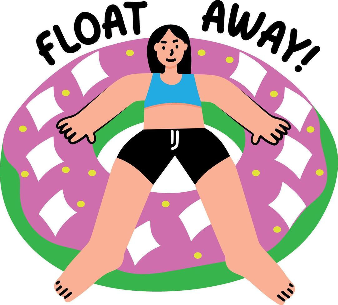 A trendy flat style typography sticker of a character having floating fun vector