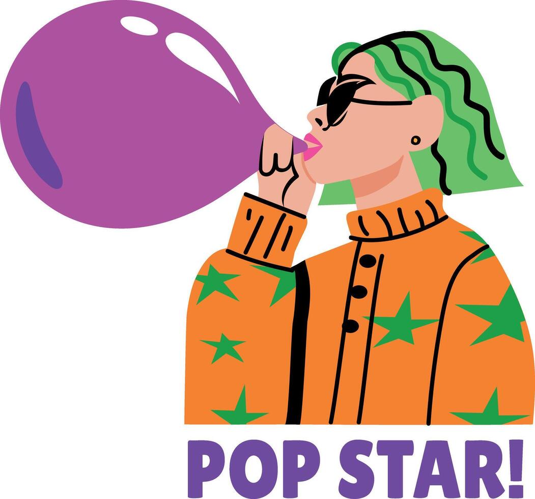 A flat style sticker of a pop star character vector