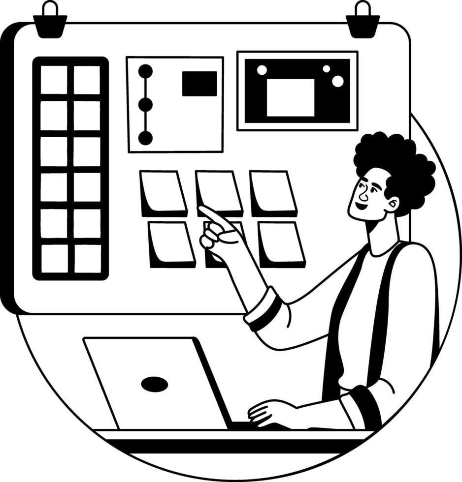 Creative designer illustration in glyph style vector