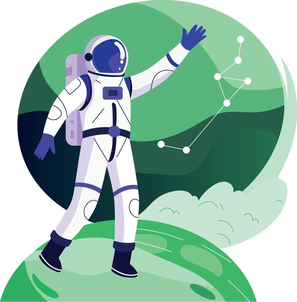 A flat style illustration of futuristic astronaut costume vector