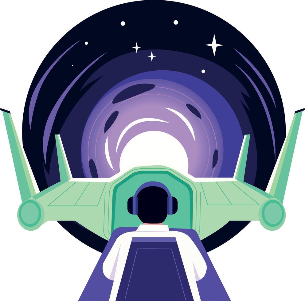 Flat style illustration showing wormhole travel vector