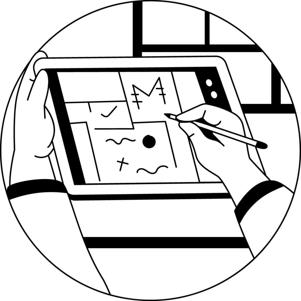 Drifting art illustration in glyph style vector