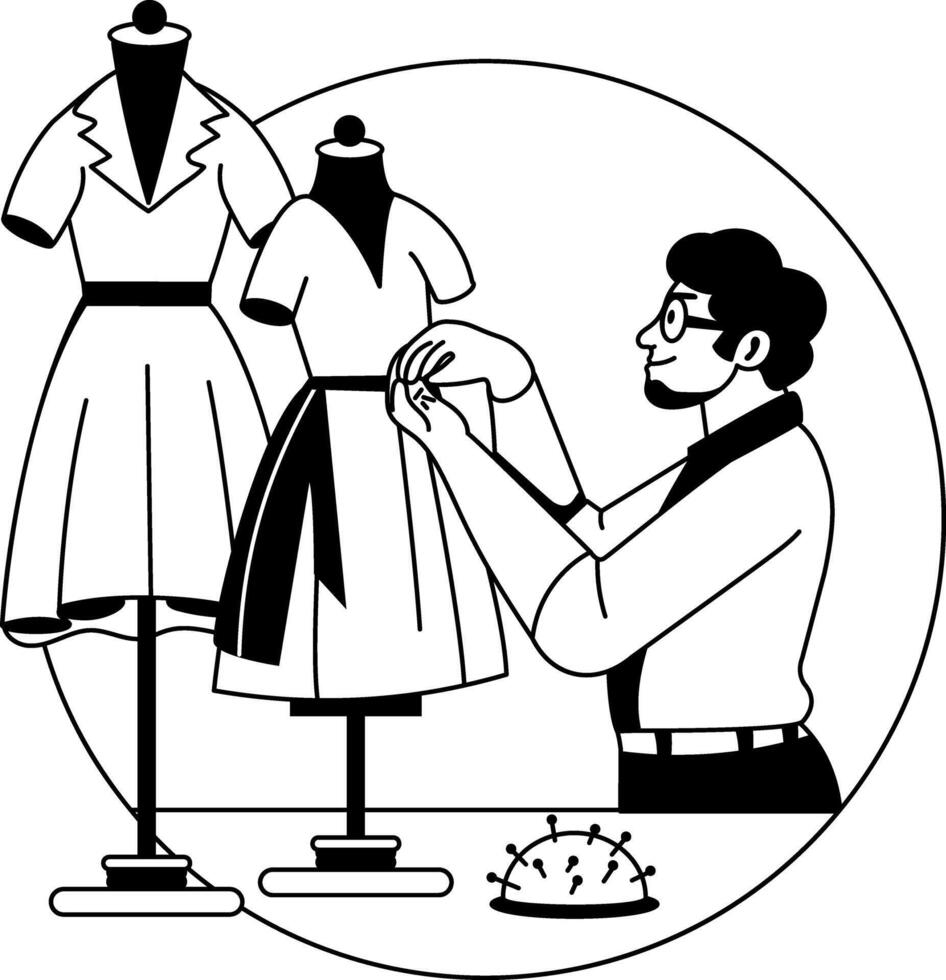 Fashion designer illustration in glyph style vector