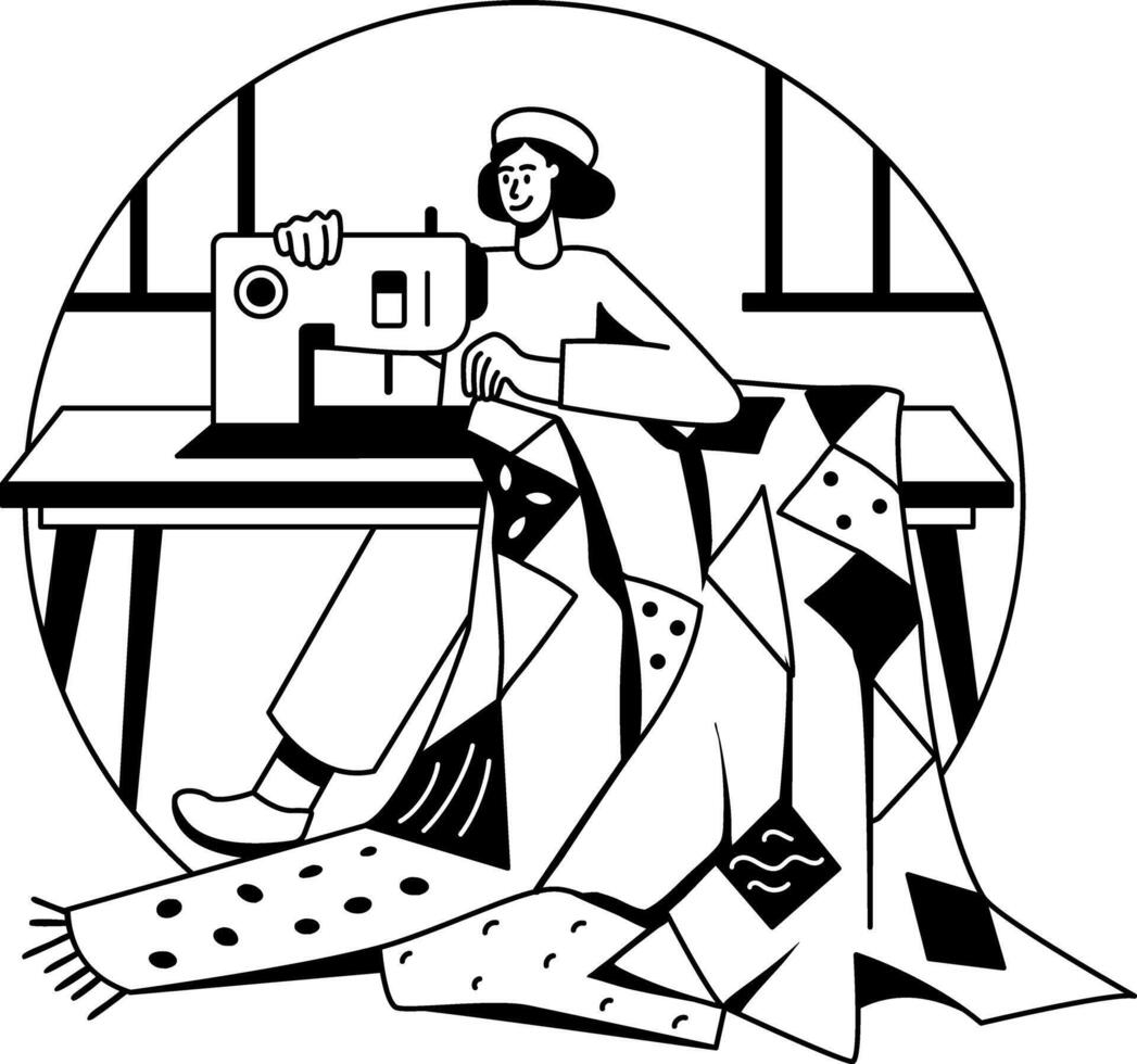 Tailor illustration in glyph style vector