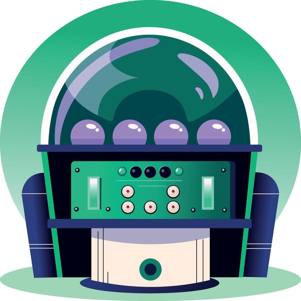 Flat style illustration of a futuristic time machine vector