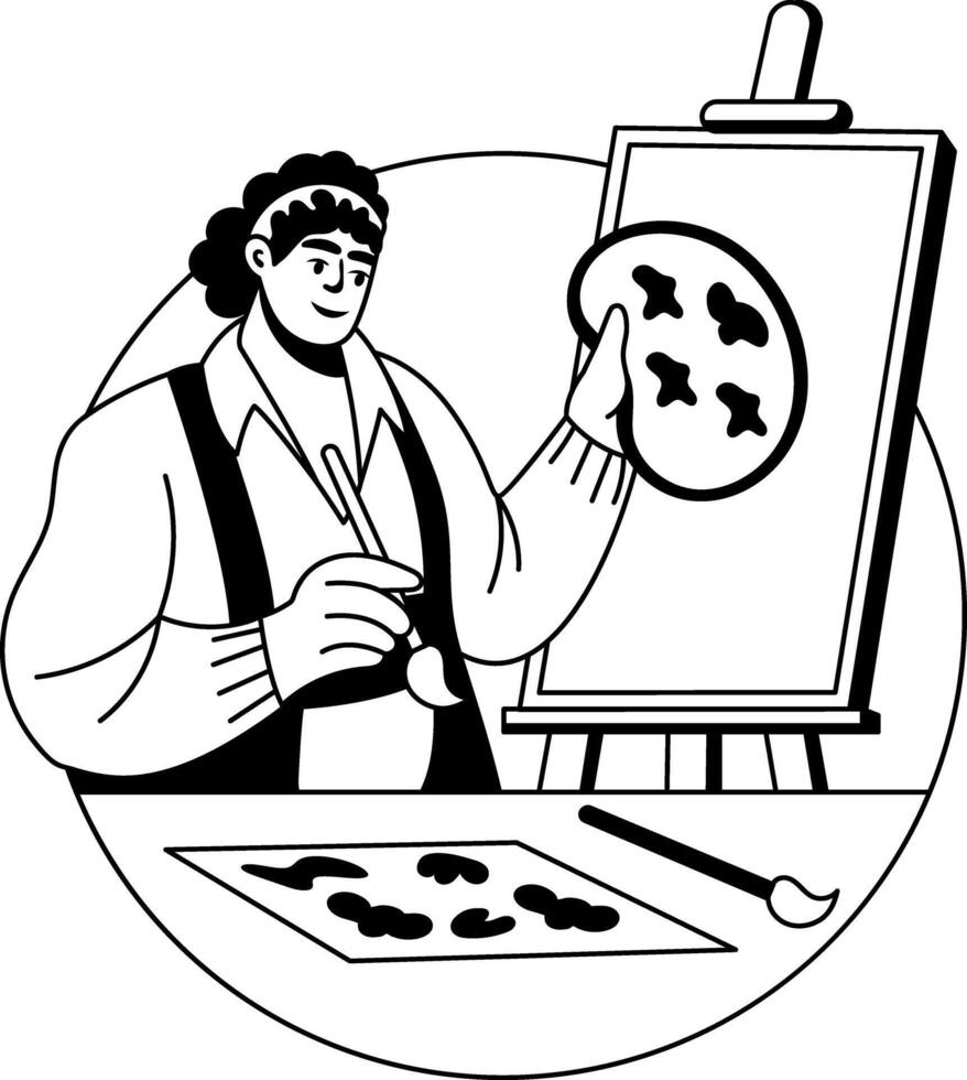Artist palette illustration in glyph style vector