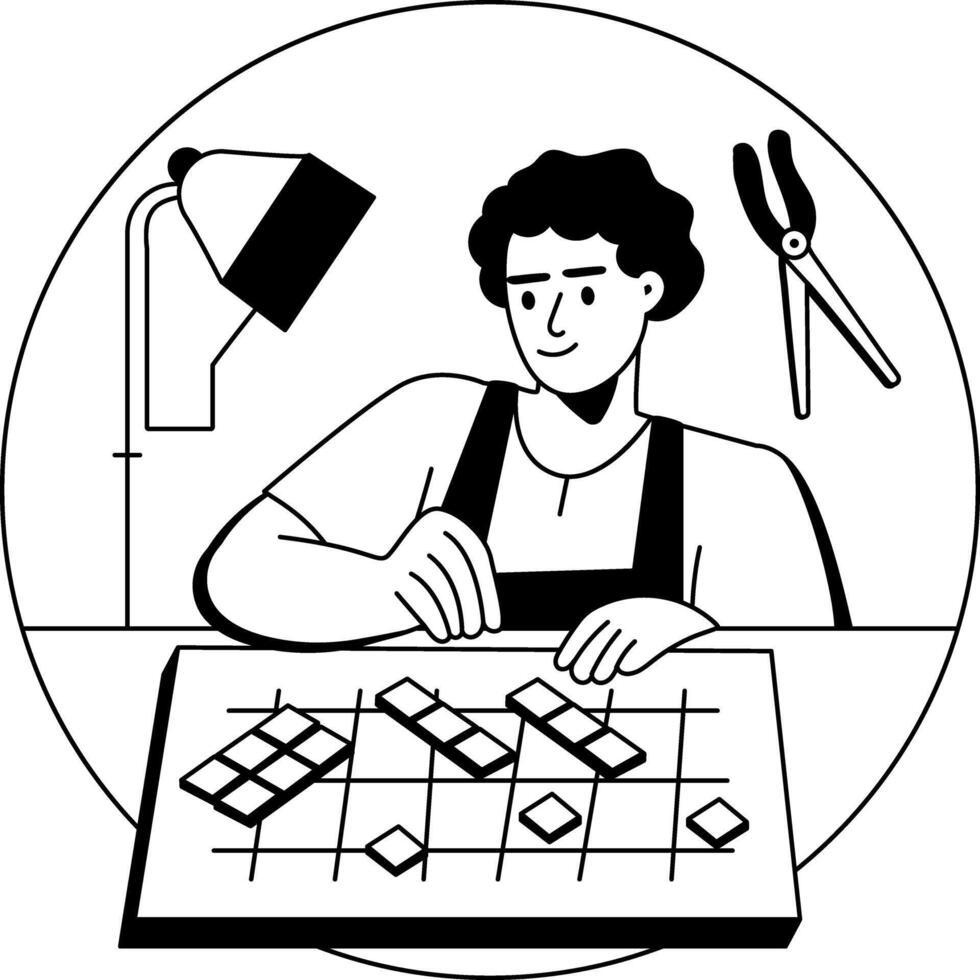 A glyph illustration of music artist making a design vector