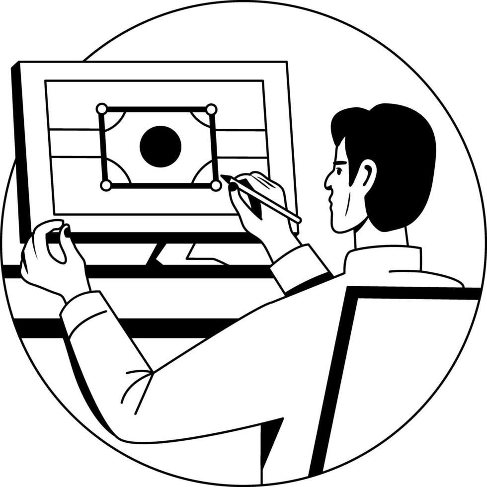 Graphic designer illustration in glyph style vector