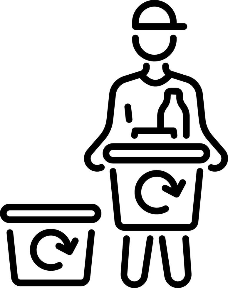 A line style icon of a volunteer cleaning trash vector