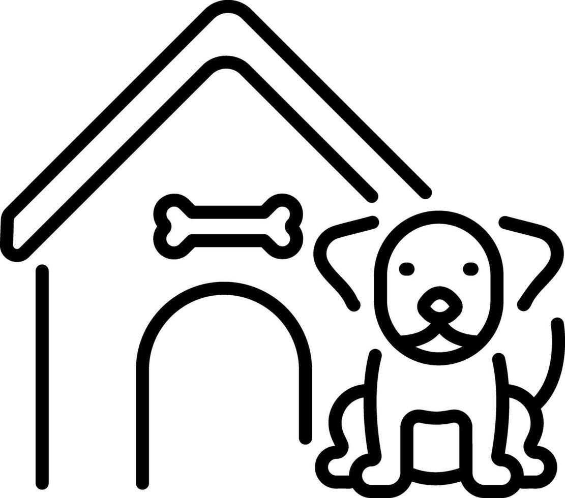 A linear style icon showing an animal shelter vector