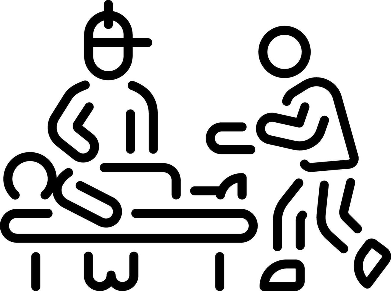 A volunteer emergency rescue a patient, line style icon vector