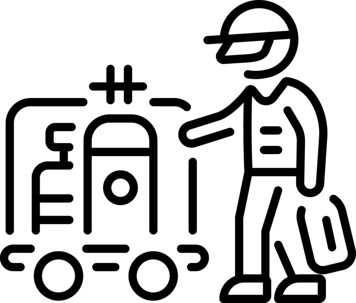 A volunteer doing oxygen delivery, line style icon vector