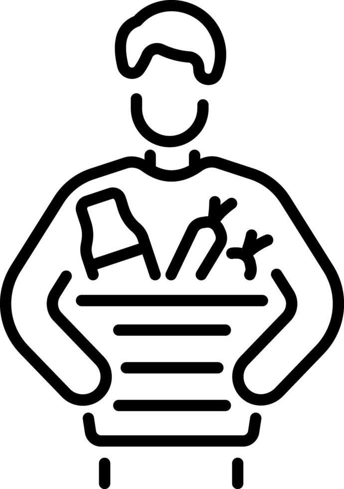 A character doing food charity work, line style icon vector