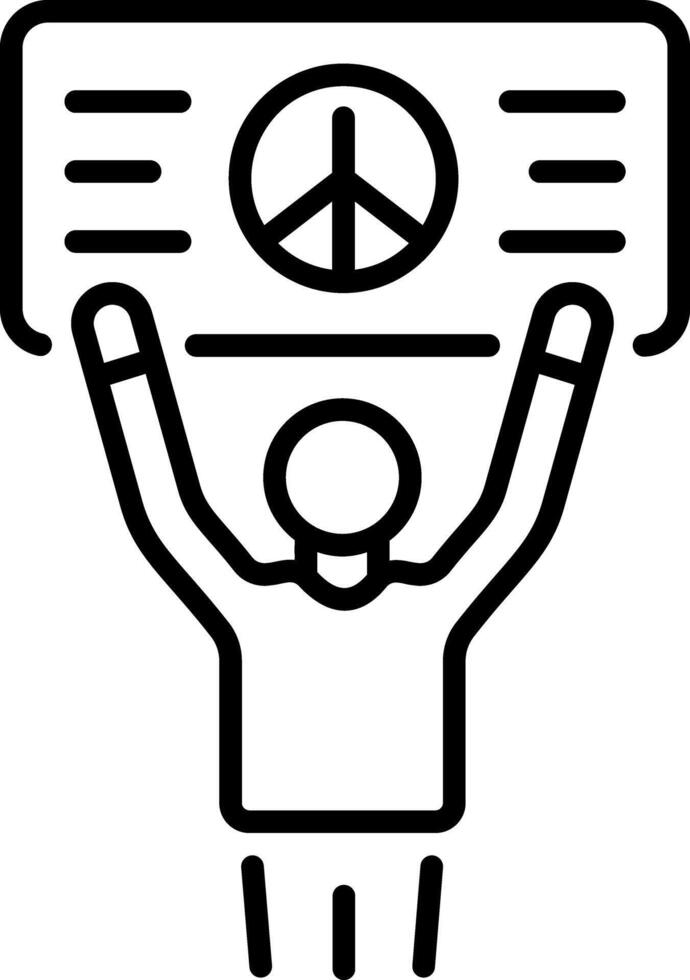 A character doing peaceful protest, line style icon vector