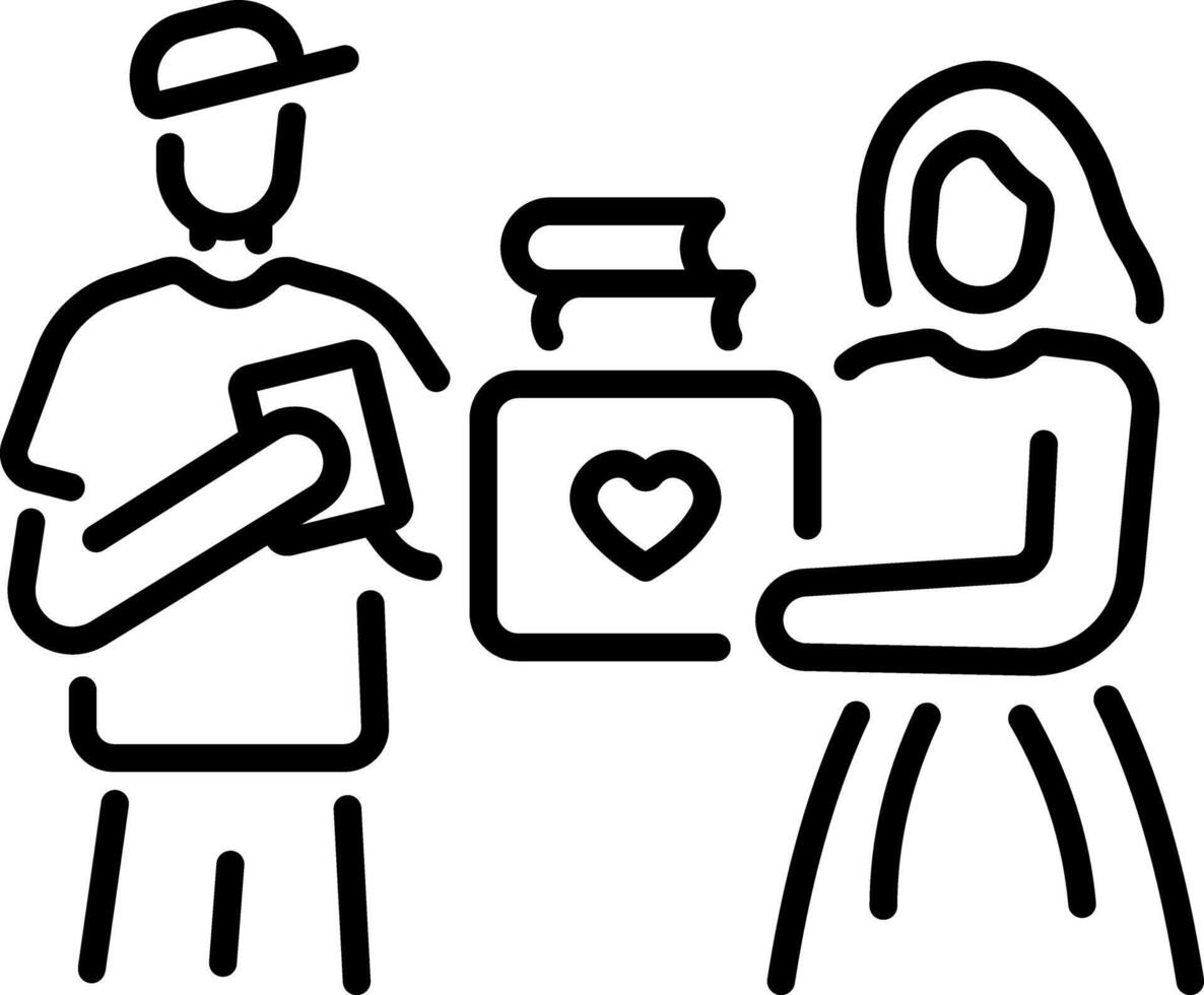 A character dong book donation, line style icon vector