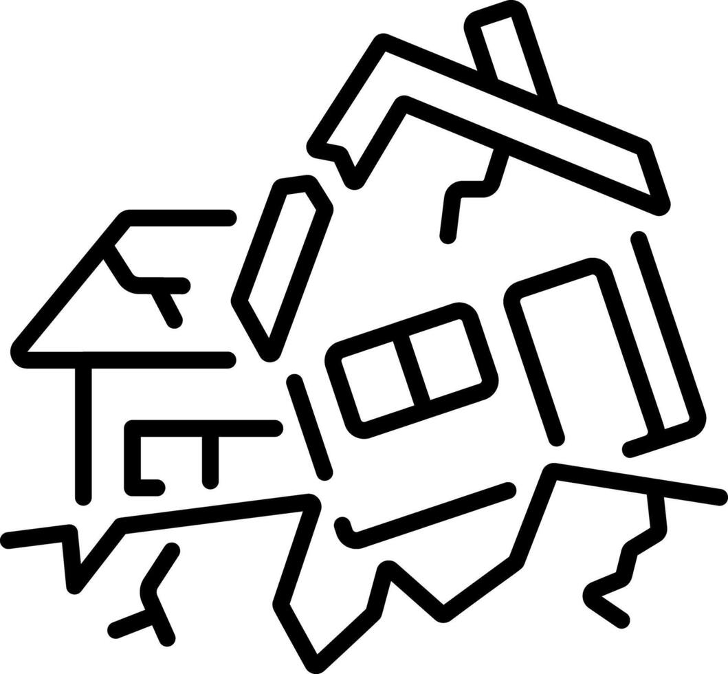 Earthquake destruction icon in a linear style vector