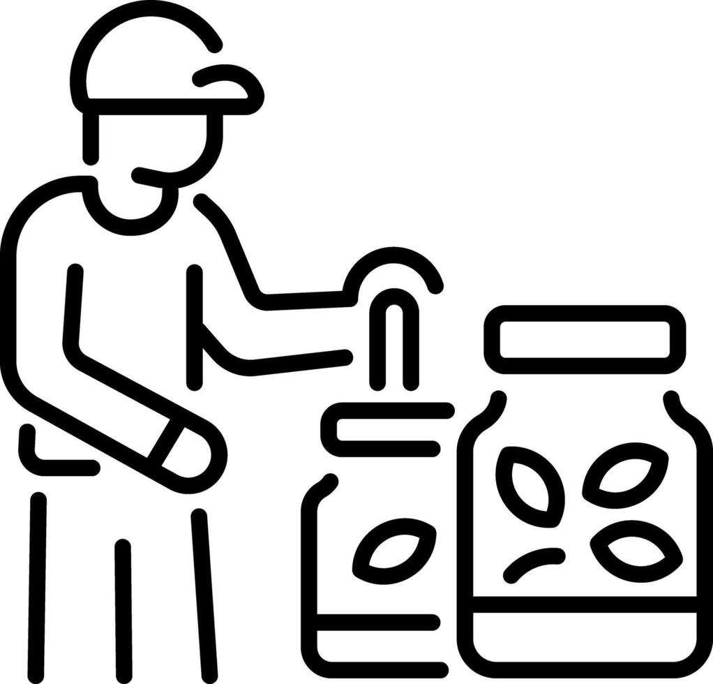 A line style icon of a food volunteer character vector