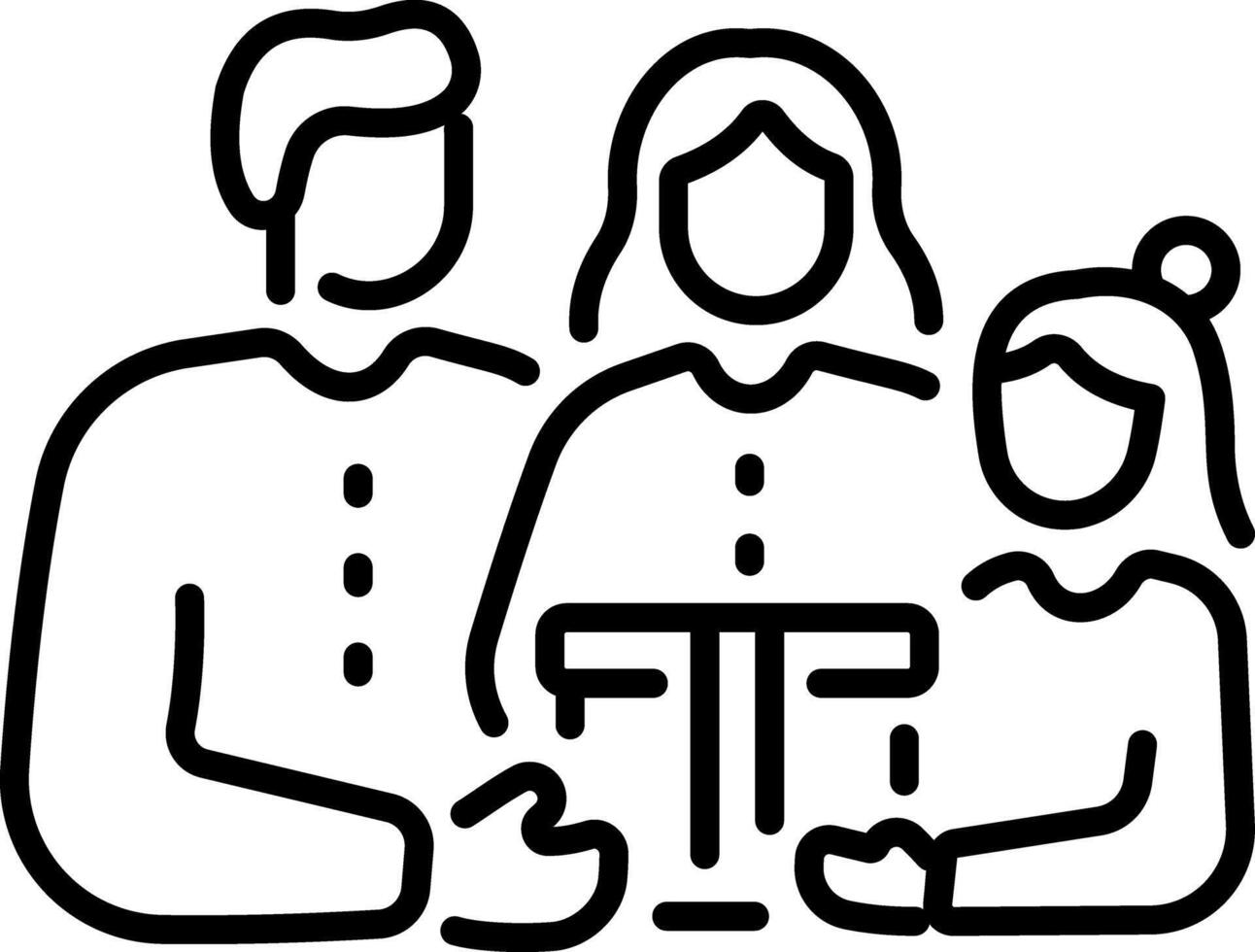 A linear style icon showing a volunteer family vector