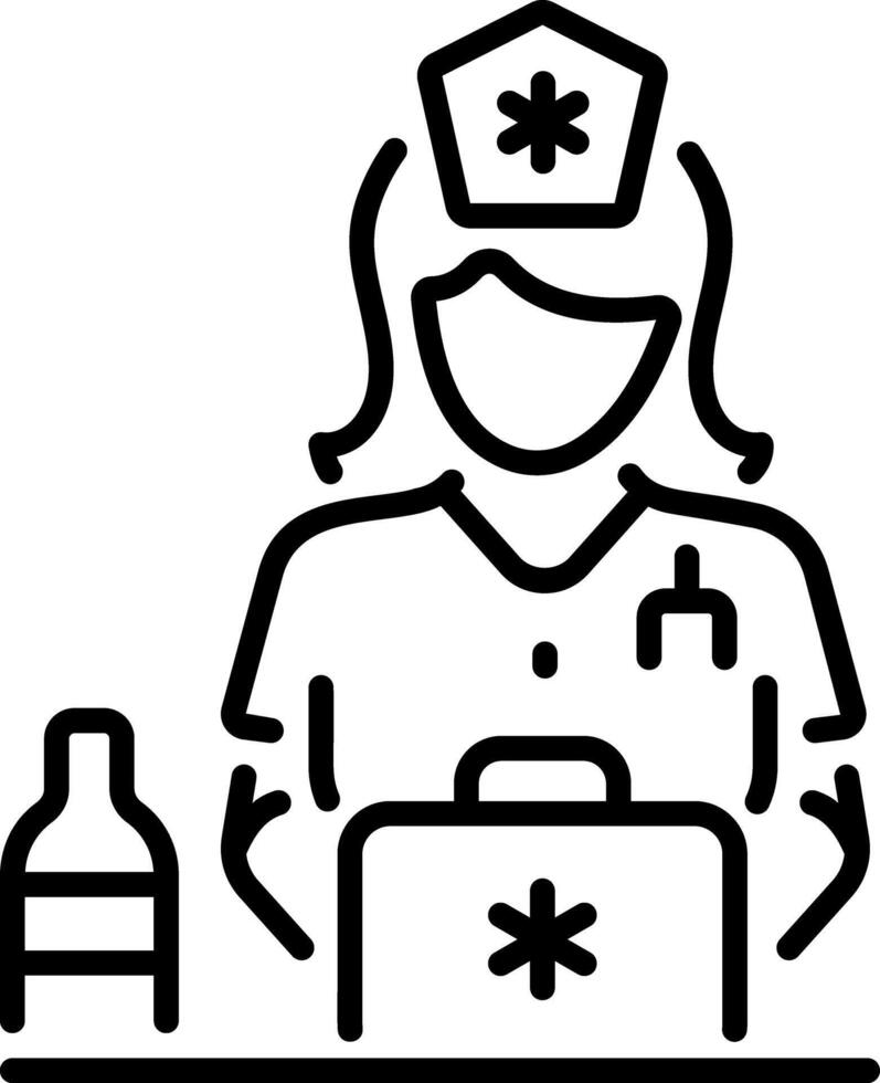A linear style icon of a medical nurse vector