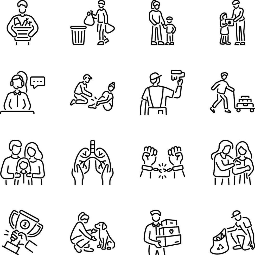 Set of Linear Style Philanthropy Icons vector