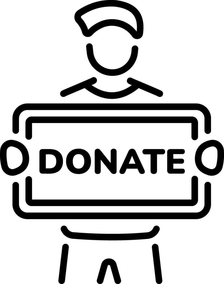 A volunteer participating in a donation campaign, line icon vector