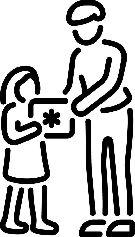 A linear icon of a humanitarian helping a child vector