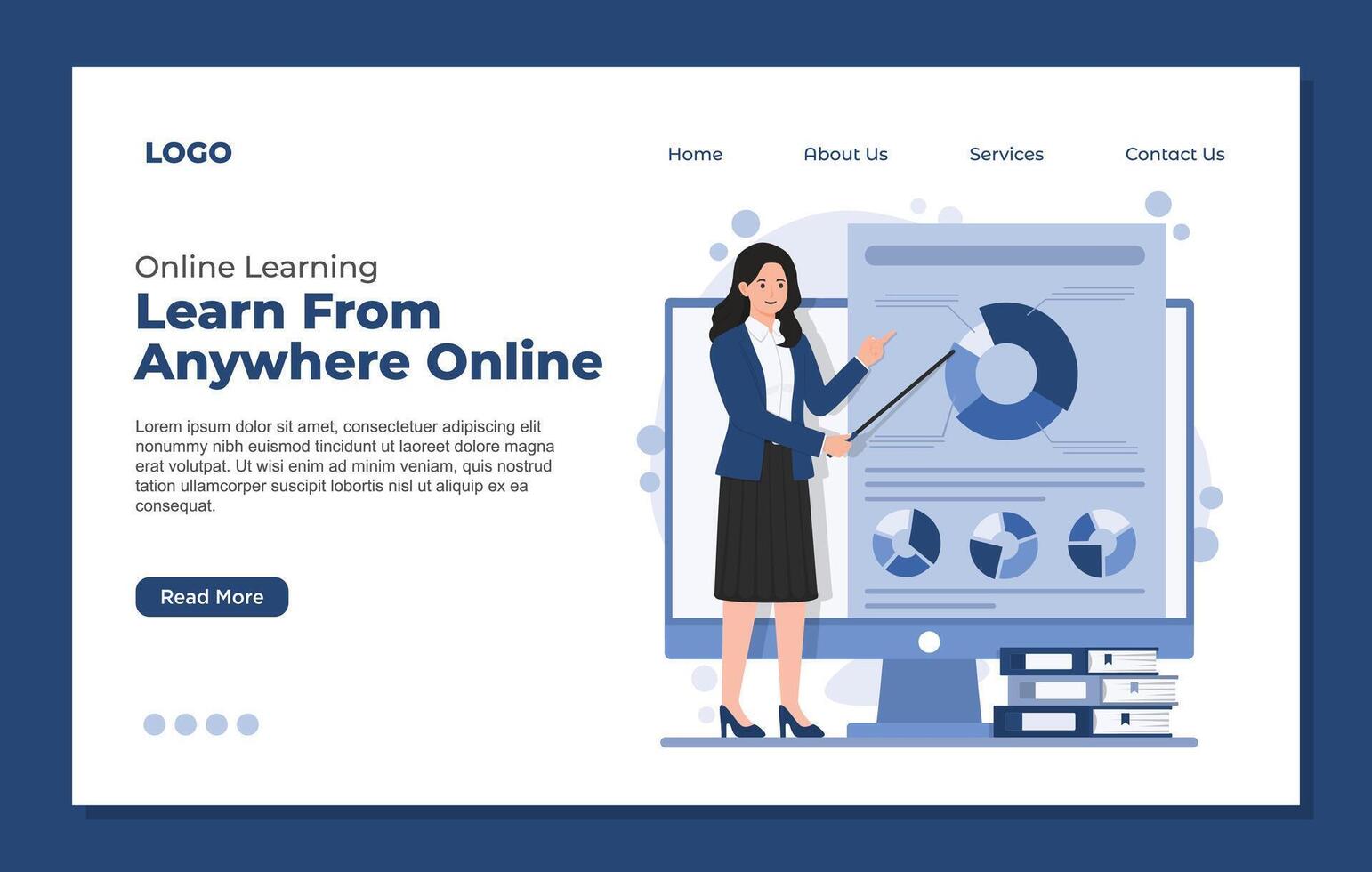 Landing page template of online training course. Modern flat design illustration. vector