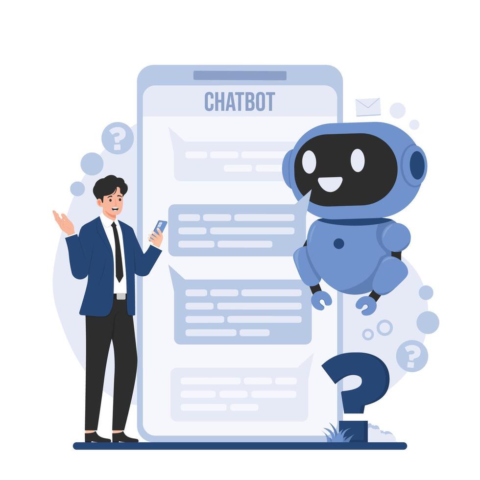 AI chatbot service for instant chat bot customer support Chatbot, artificial intelligence, chat bot. Flat illustration. vector