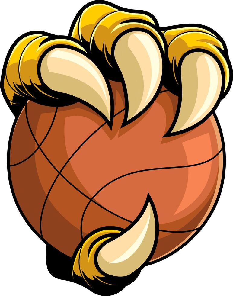 Cartoon Beast Claw Gripping Basketball Fierce Mascot Illustration For Teams vector